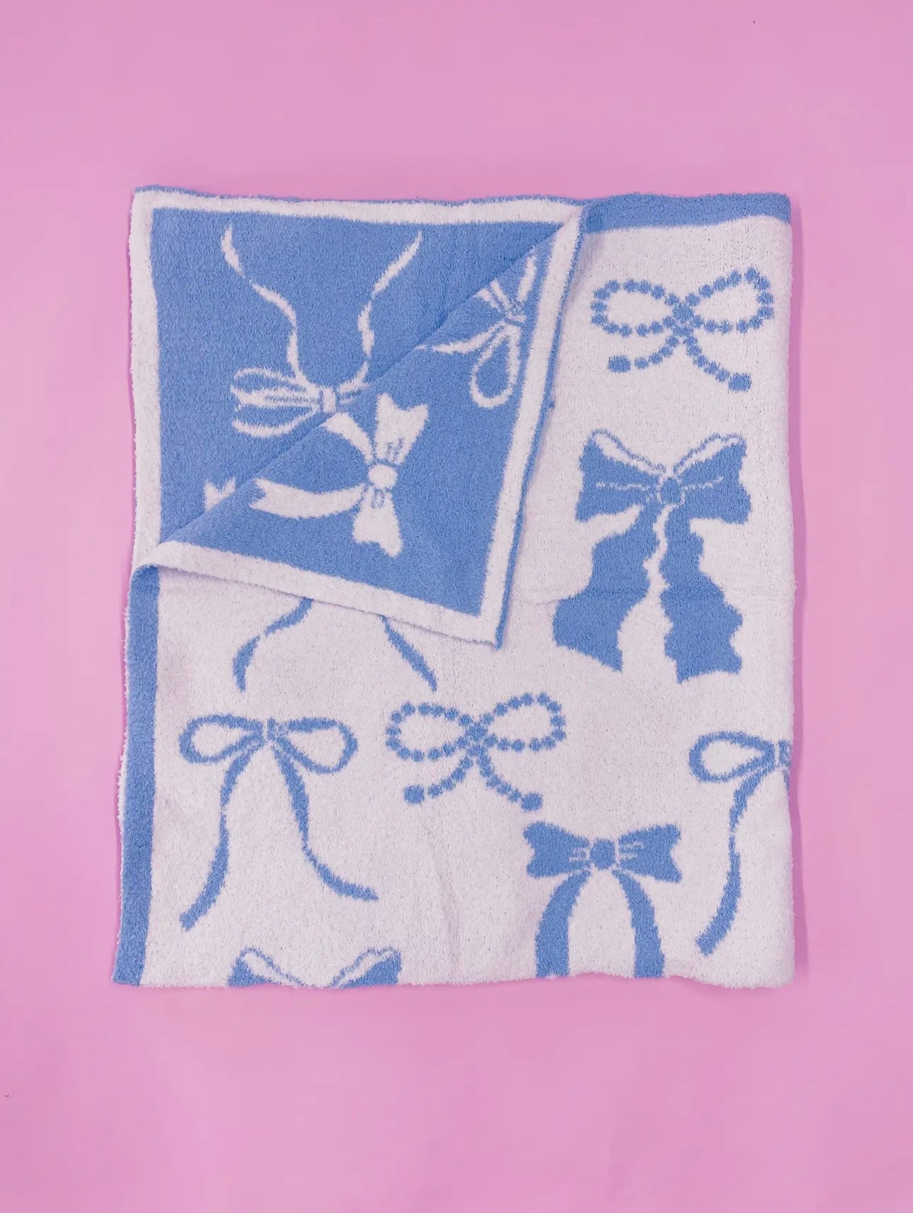 Cozy Blue Bows Luxury Throw Blanket