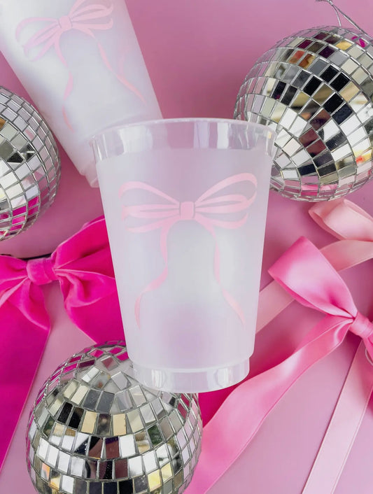 Pink Bow Frosted Cups